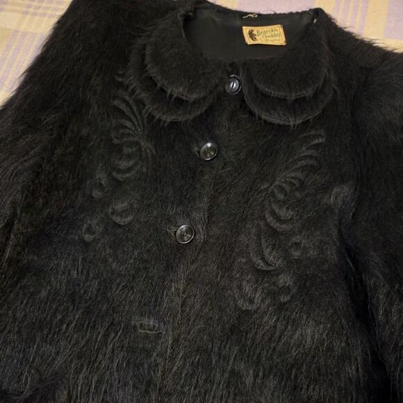 1940s Bearskin Chubby Mohair Cardigan Coat By Regina Hand Knitted Sweater Vtg - Picture 8 of 16